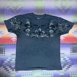 Blue helix skulls y2k graphic tee size L